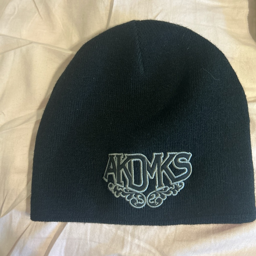 Akademiks Black Beanie with Silver Logo